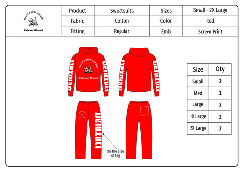 Deluxuri distressed patch sweatsuits