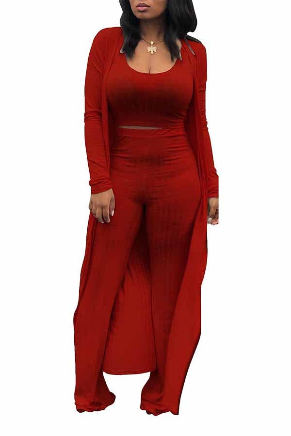 MB FASHION RIBBED CARDIGAN AND CROP TOP 3 PCS SET 9294LY