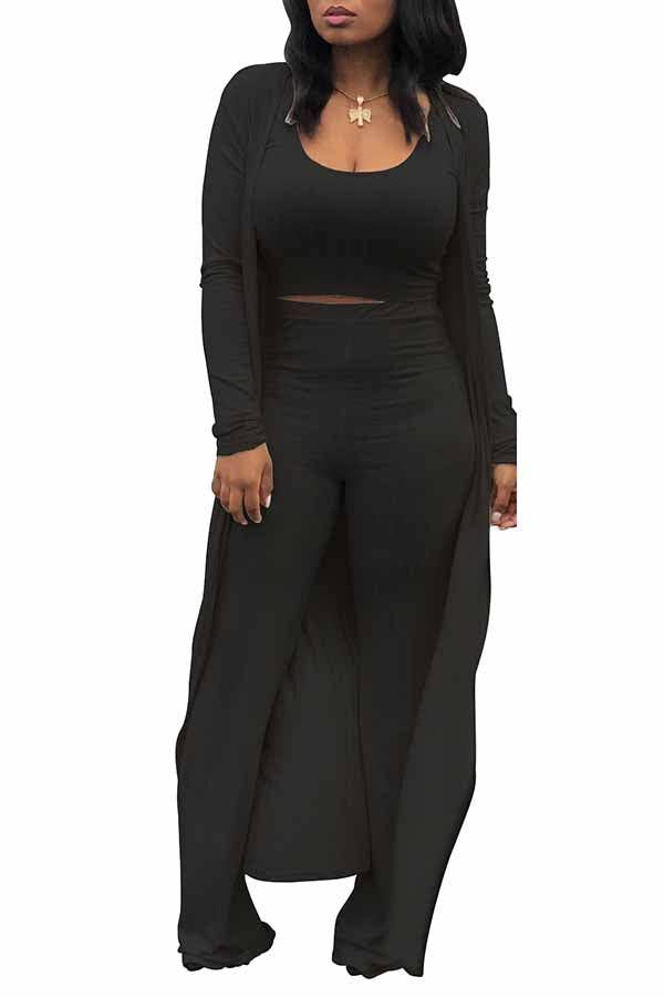 MB FASHION RIBBED CARDIGAN AND CROP TOP 3 PCS SET 9294LY