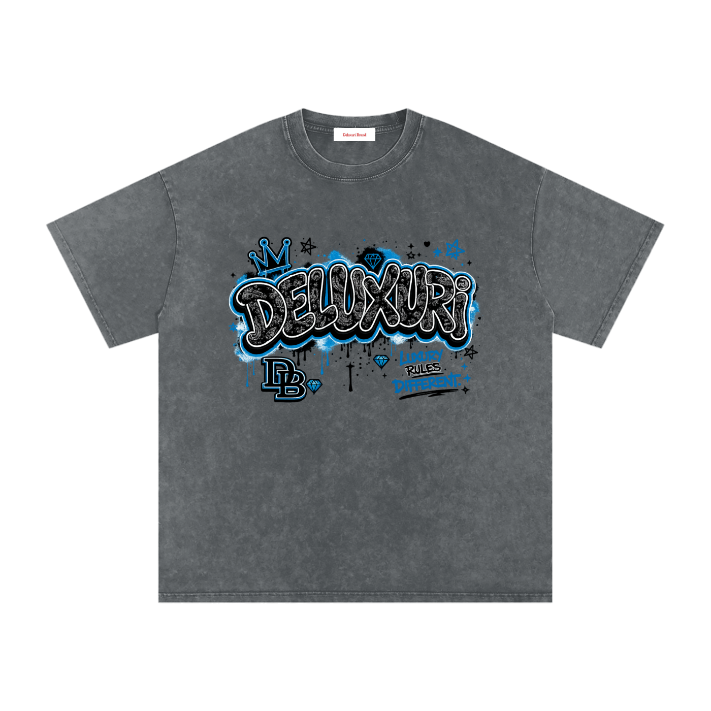 Deluxuri Snow Washed Oversized Cotton T-Shirt