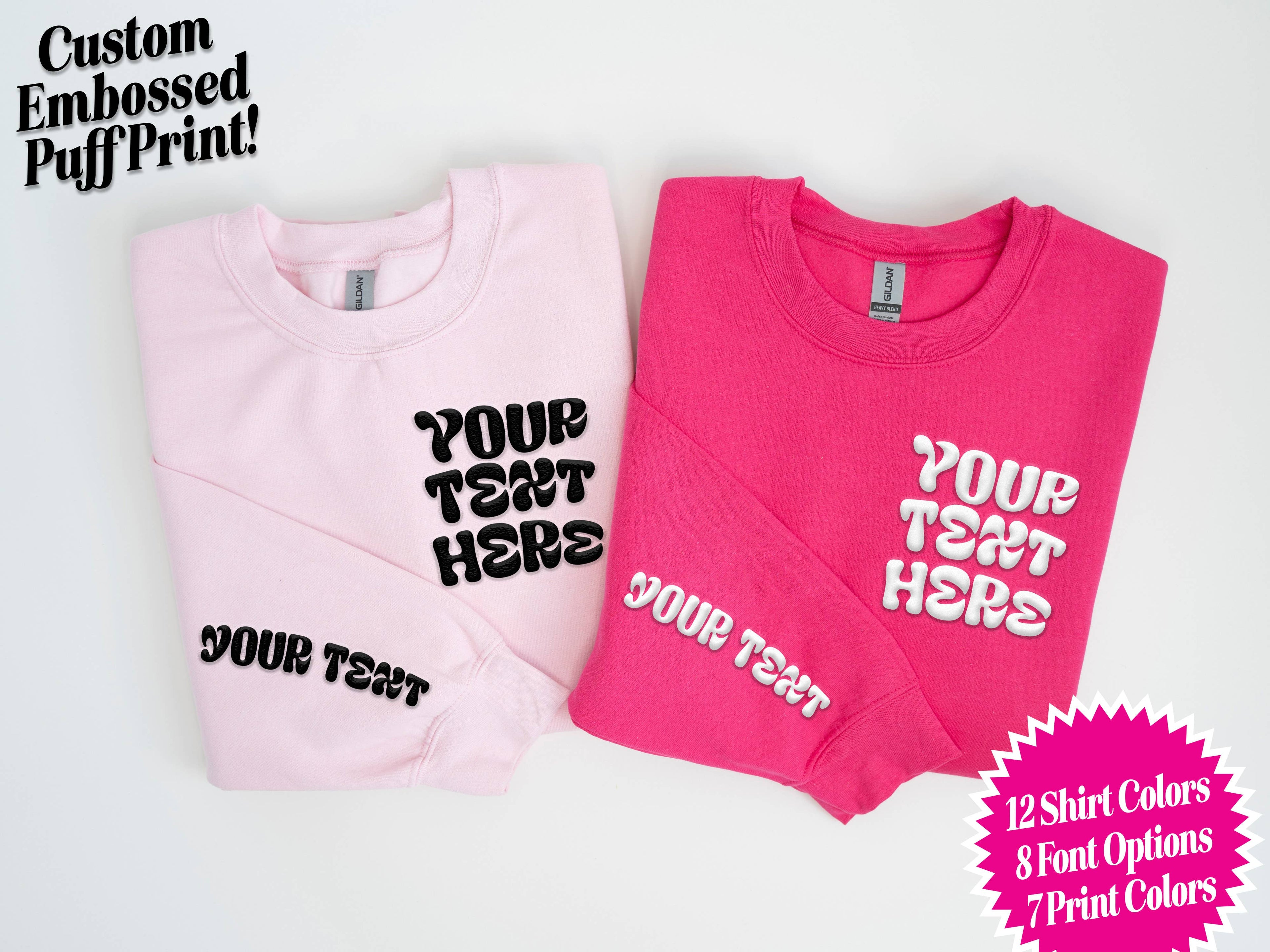 CUSTOM Pocket & Sleeve Embossed Puff Print Unisex Sweatshirt