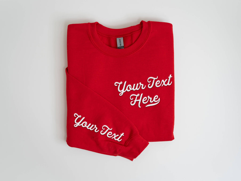 CUSTOM Pocket & Sleeve Embossed Puff Print Unisex Sweatshirt