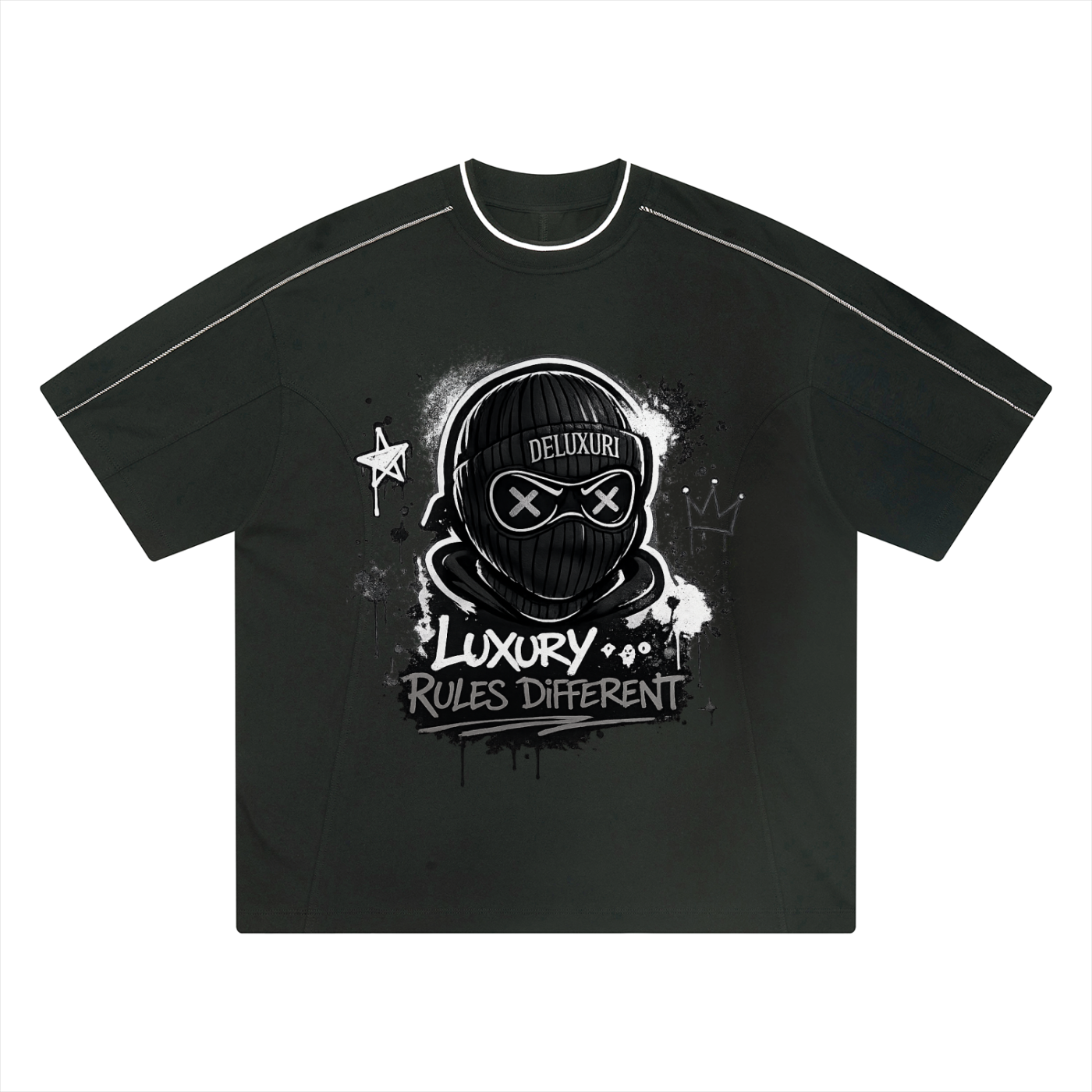 Deluxuri Oversized Contrast Tape T-Shirt