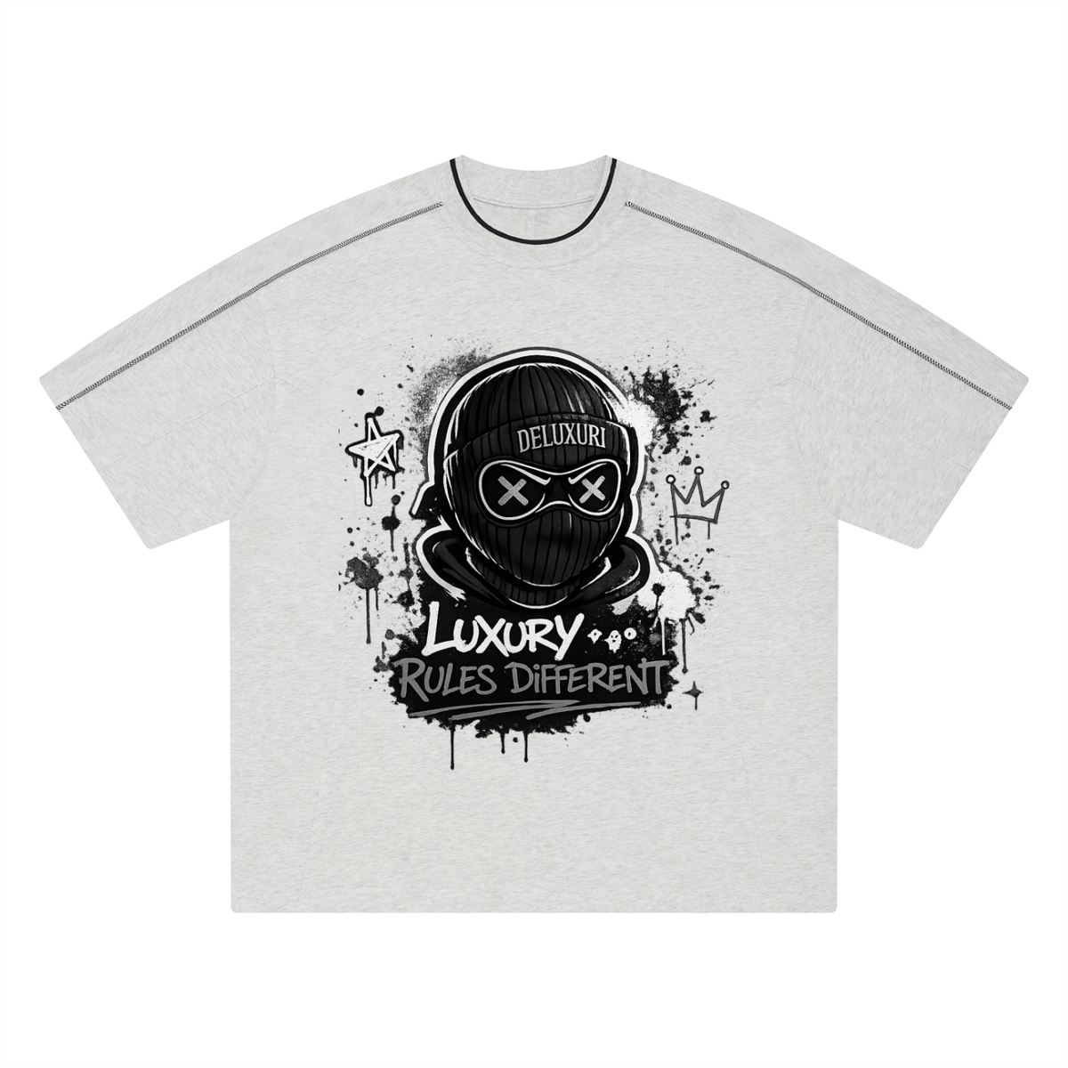 Deluxuri Oversized Contrast Tape T-Shirt