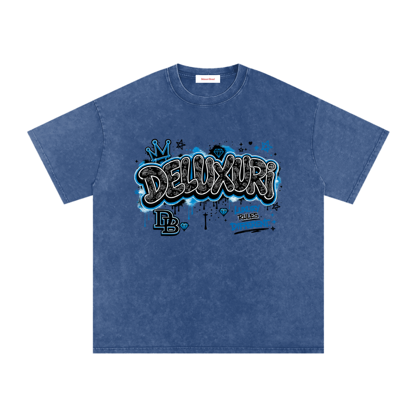 Deluxuri Snow Washed Oversized Cotton T-Shirt