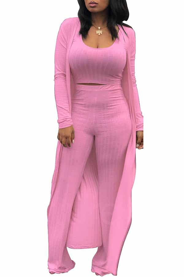MB FASHION RIBBED CARDIGAN AND CROP TOP 3 PCS SET 9294LY