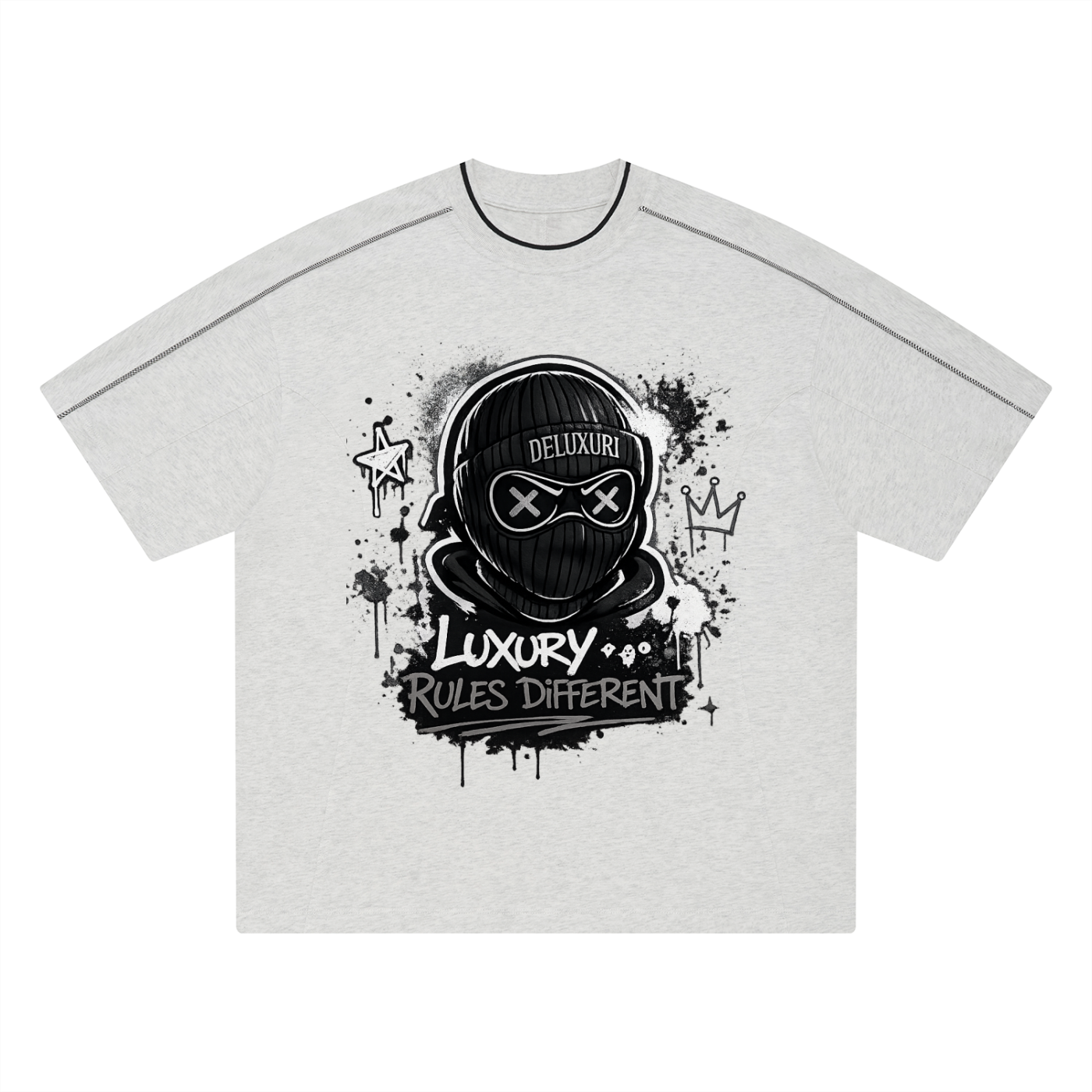 Deluxuri Oversized Contrast Tape T-Shirt