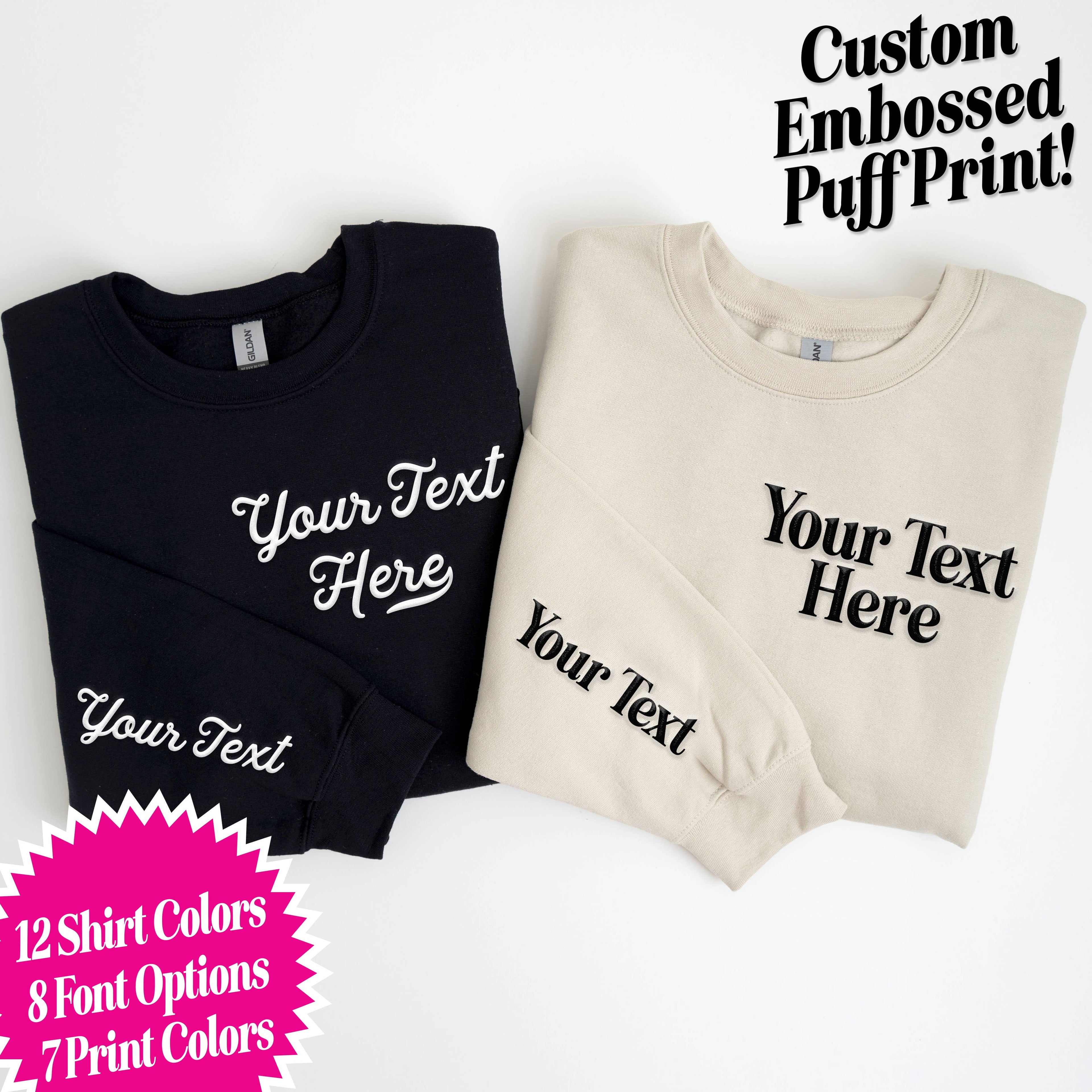 CUSTOM Pocket & Sleeve Embossed Puff Print Unisex Sweatshirt