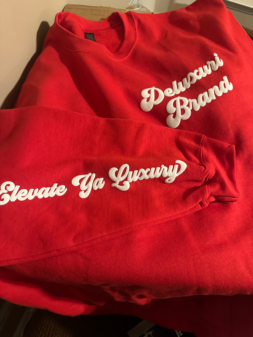 CUSTOM Pocket & Sleeve Embossed Puff Print Unisex Sweatshirt
