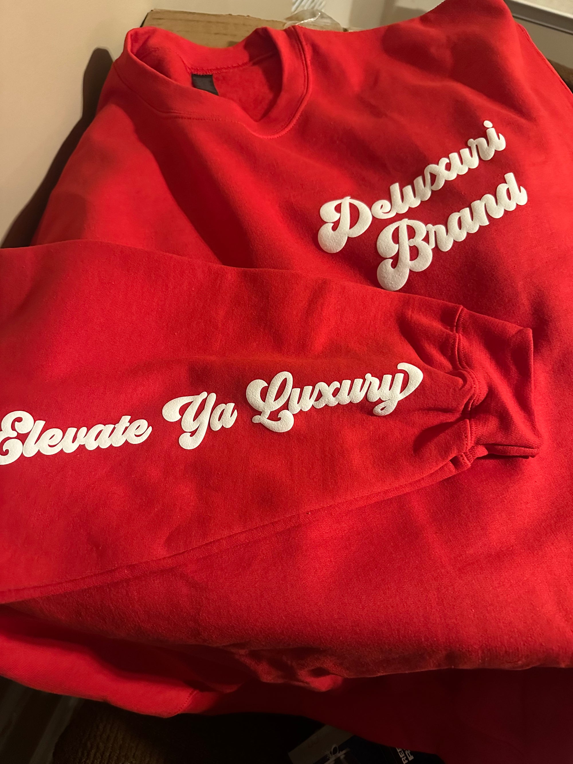 CUSTOM Pocket & Sleeve Embossed Puff Print Unisex Sweatshirt
