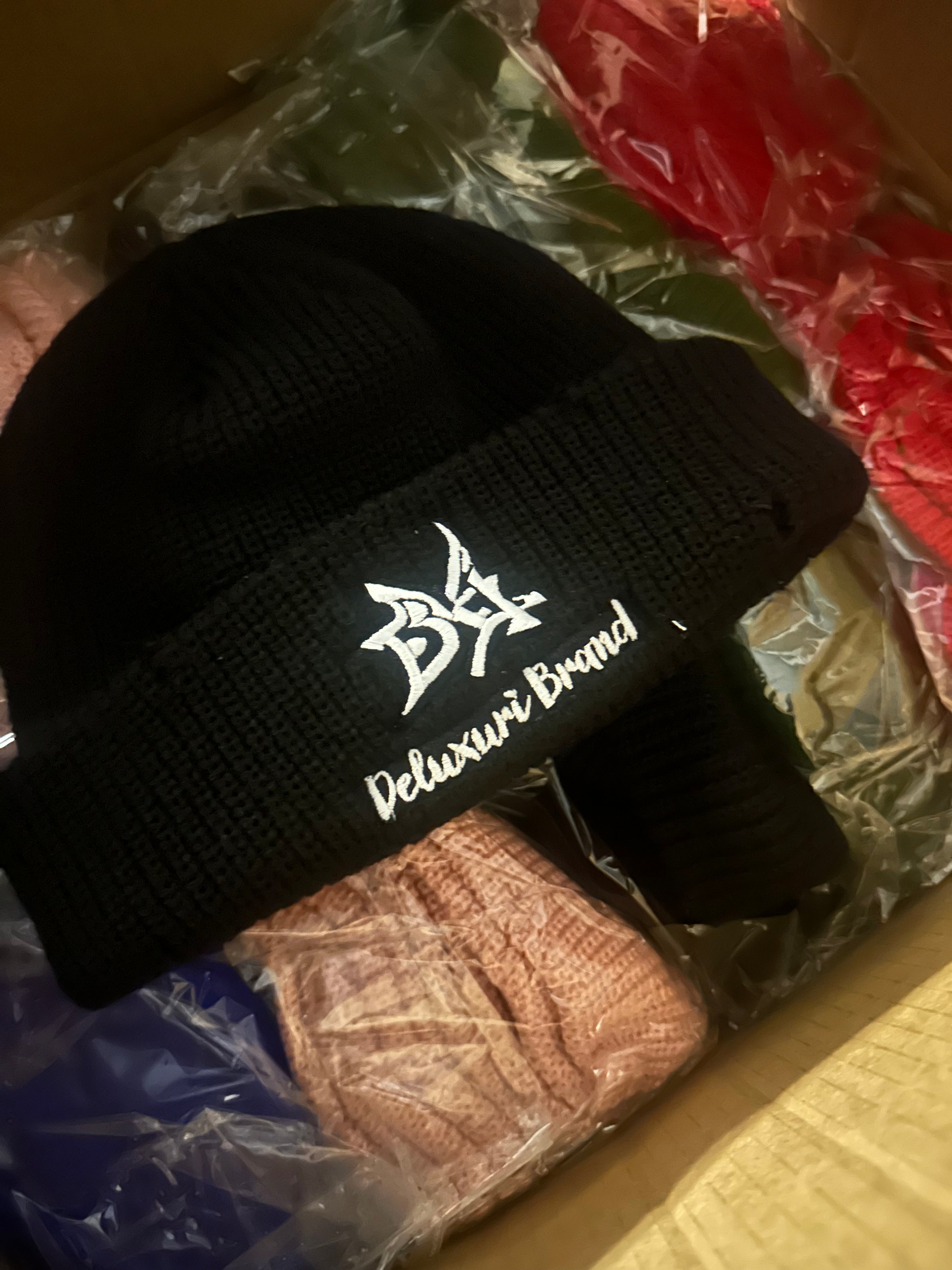 Black distressed beanie