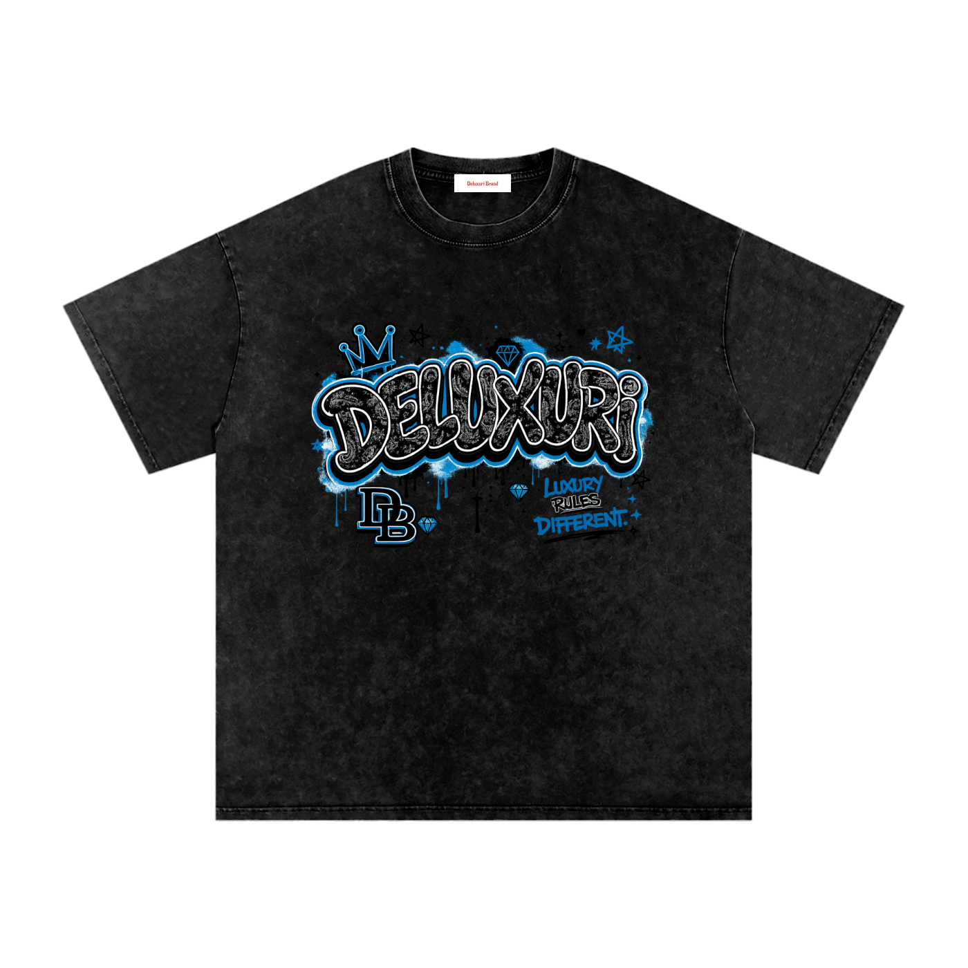 Deluxuri Snow Washed Oversized Cotton T-Shirt