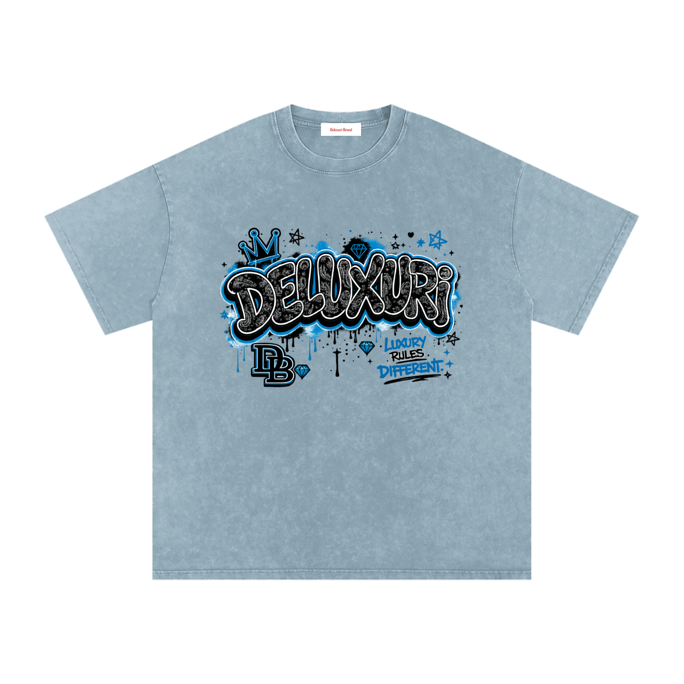 Deluxuri Snow Washed Oversized Cotton T-Shirt